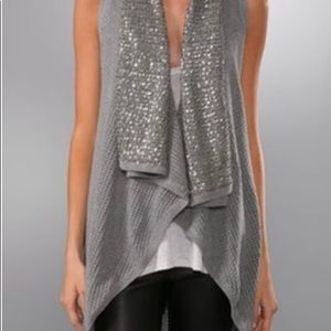 Alice + Olivia Sequin Collar Sleeveless Cardigan